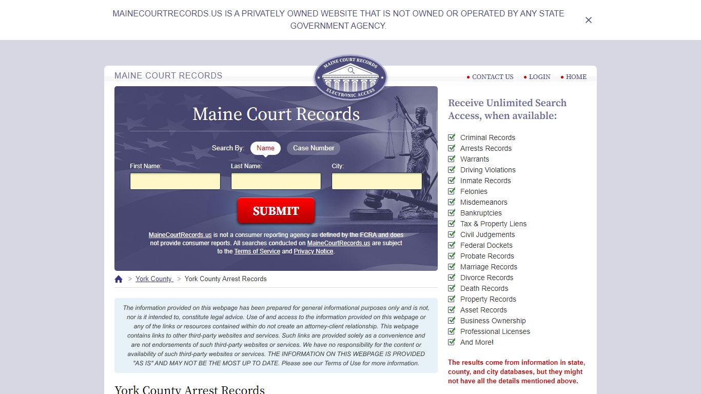 York County Arrest Records | MaineCourtRecords.us