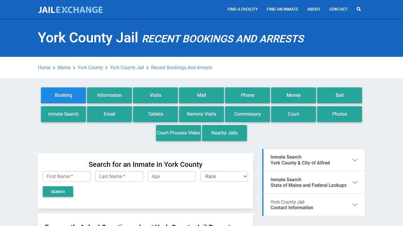 York County Jail Recent Bookings And Arrests - Jail Exchange